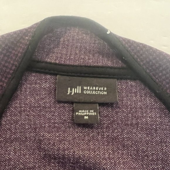 J. Jill Wearever Collection Open Front Cardigan Purple Houndstooth Sz M Pockets - Picture 7 of 7